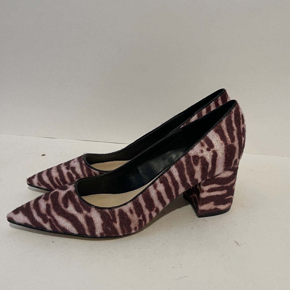 NINE West purple and white zebra print block heels - Picture 3 of 5